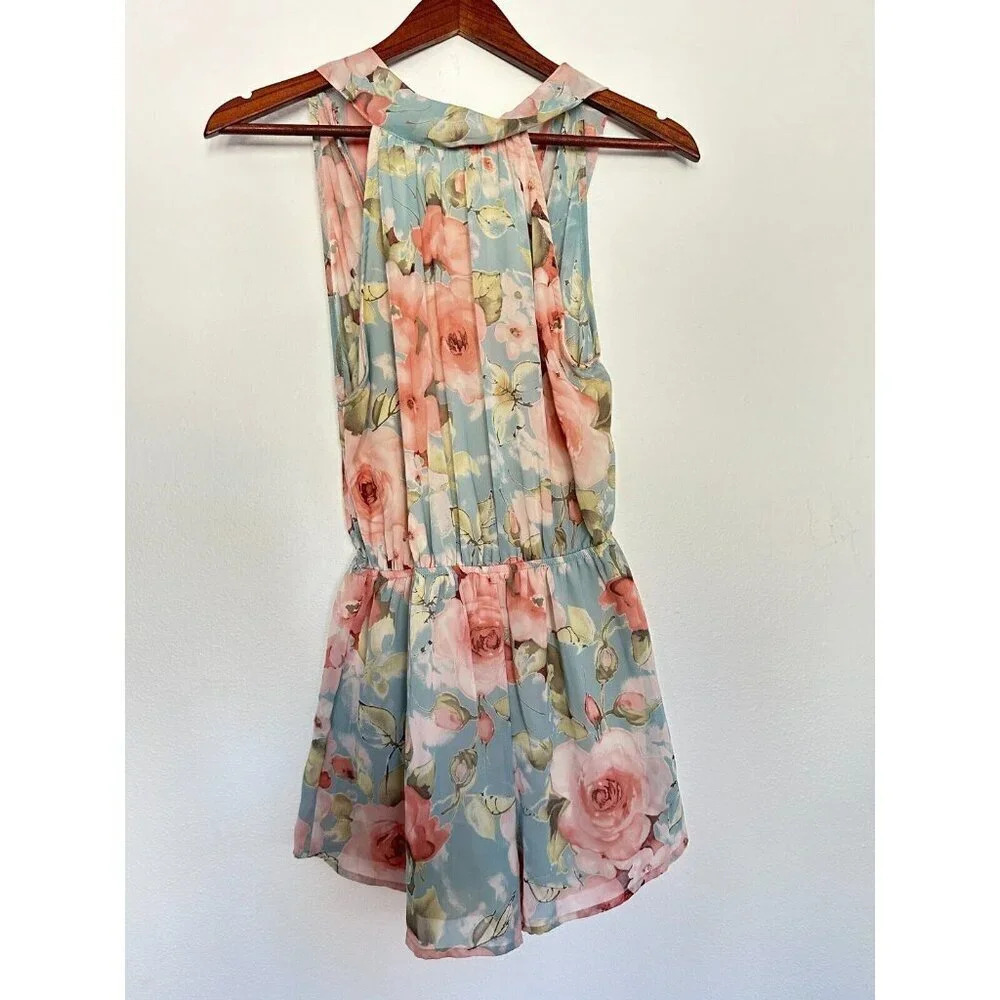 Audrey 3+1 Sweetheart Sleeveless Floral Pattern Romper Size Small